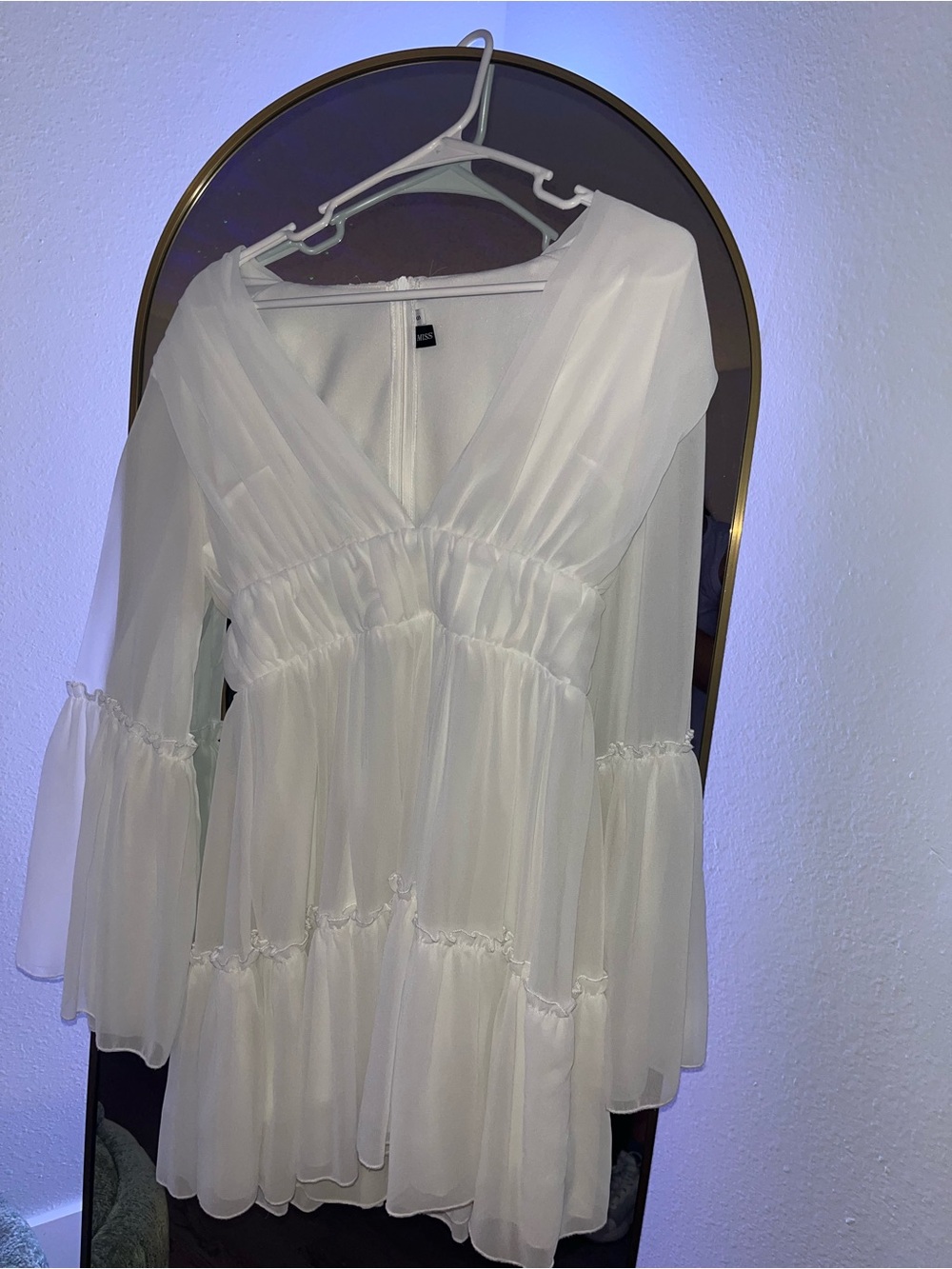 White Chiffon V-Neck Ruffle Tunic Top